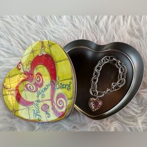 Brighton Trust Your Journey Bracelet red Orange heart Charm Breast awareness